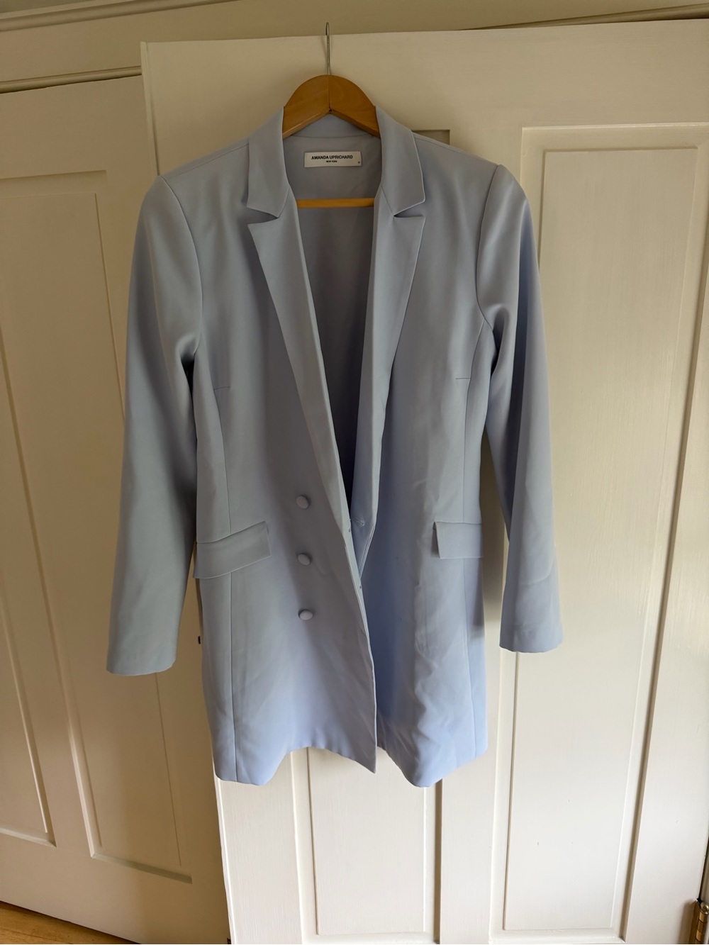 AMANDA UPRICHARD Baby Blue Women’s Double-Breasted Blazer